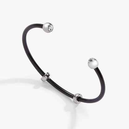 Bezel Stone Enamel Cuff, Black