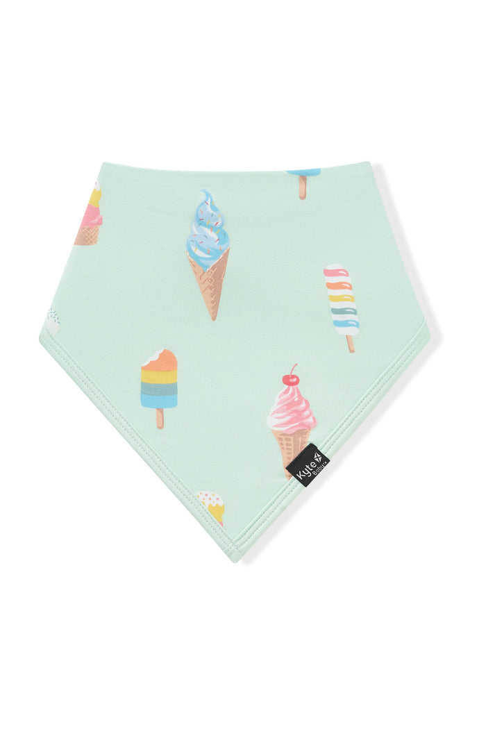 Mint Bib in Ice Cream print on white background