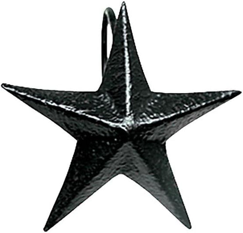 Black Star Shower Curtain Hooks Set of 12 3"