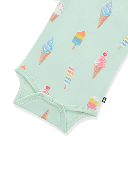 Bottom part of Mint Bodysuit with Ice Cream print on white background