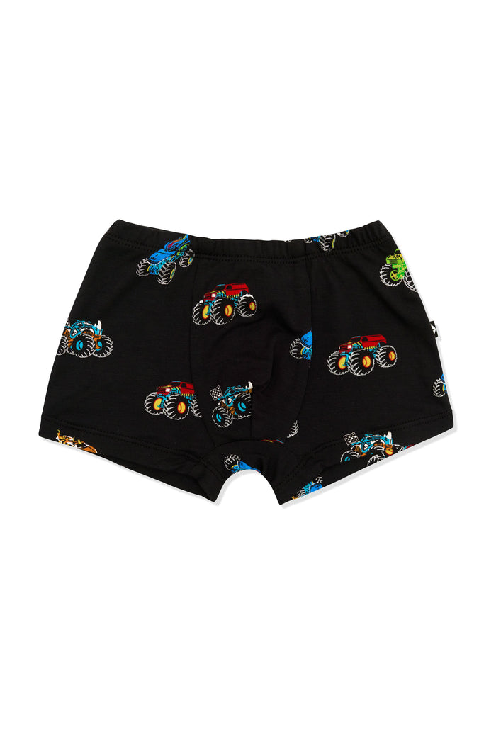 Briefs in Monster Truck print on white background