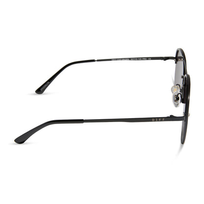 diff eyewear brooklyn aviator sunglasses with a black metal frame and grey lenses side view