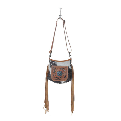 Brown Quilt Hand-Tooled Bag