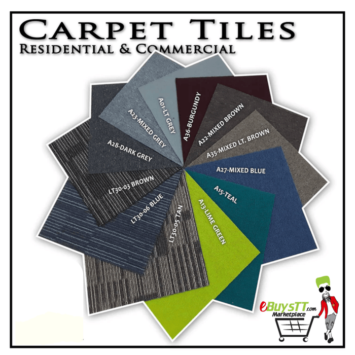 Carpet Tile Residential and Commercial Includes Adhesive Tabs ebuystt