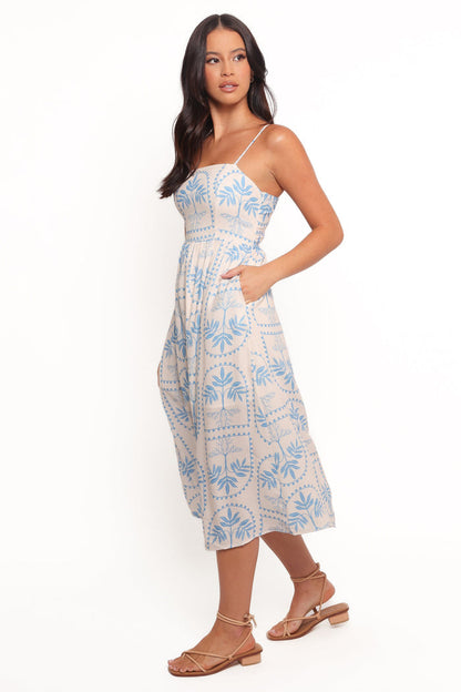Petal and Pup USA DRESSES Cathy Midi Dress - Blue/White (Hold for Rack)