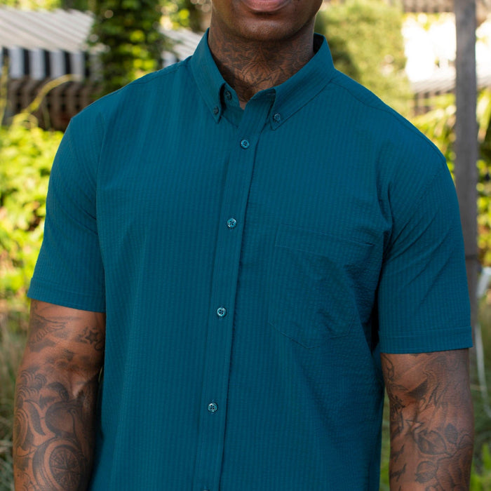 RSVLTS RSVLTS Chesapeake Bay _ Stretch Seersucker Short Sleeve Shirt