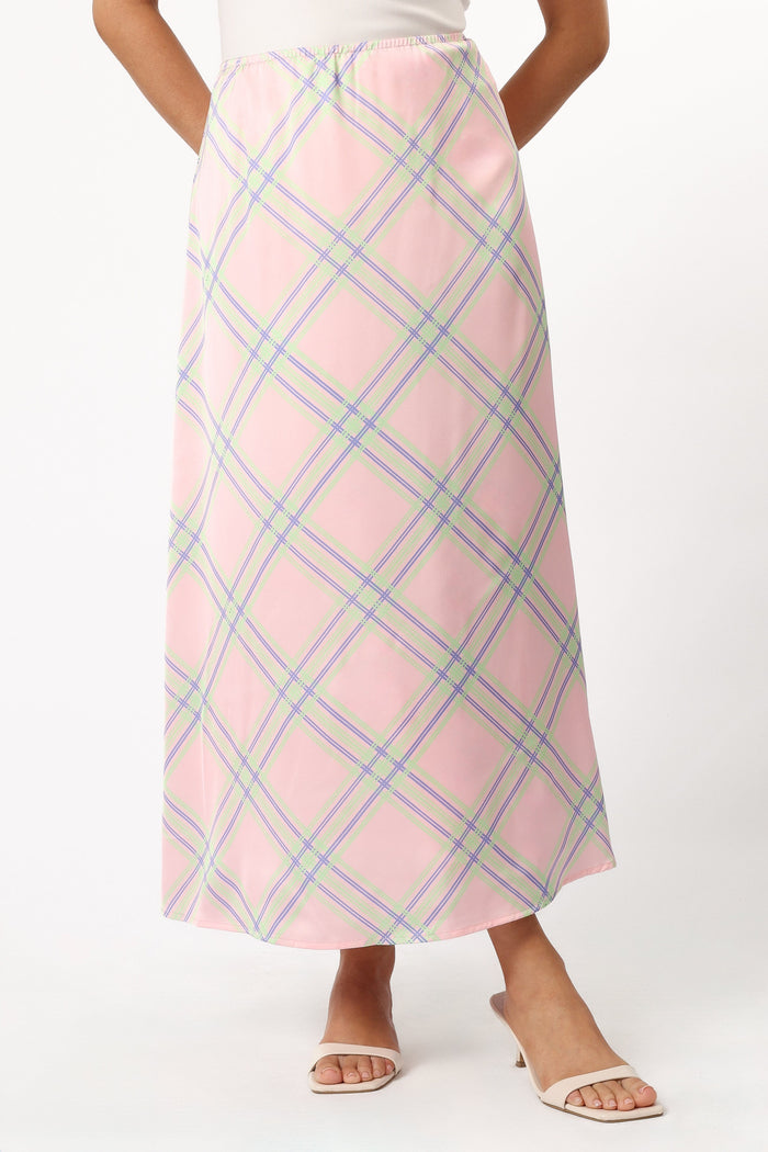 Petal and Pup USA BOTTOMS Clarissa Midi Skirt - Pink Check
