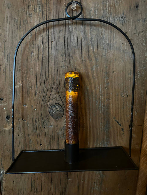 Colonial Primitive Black Wrought Iron Hanging Candle Pan
