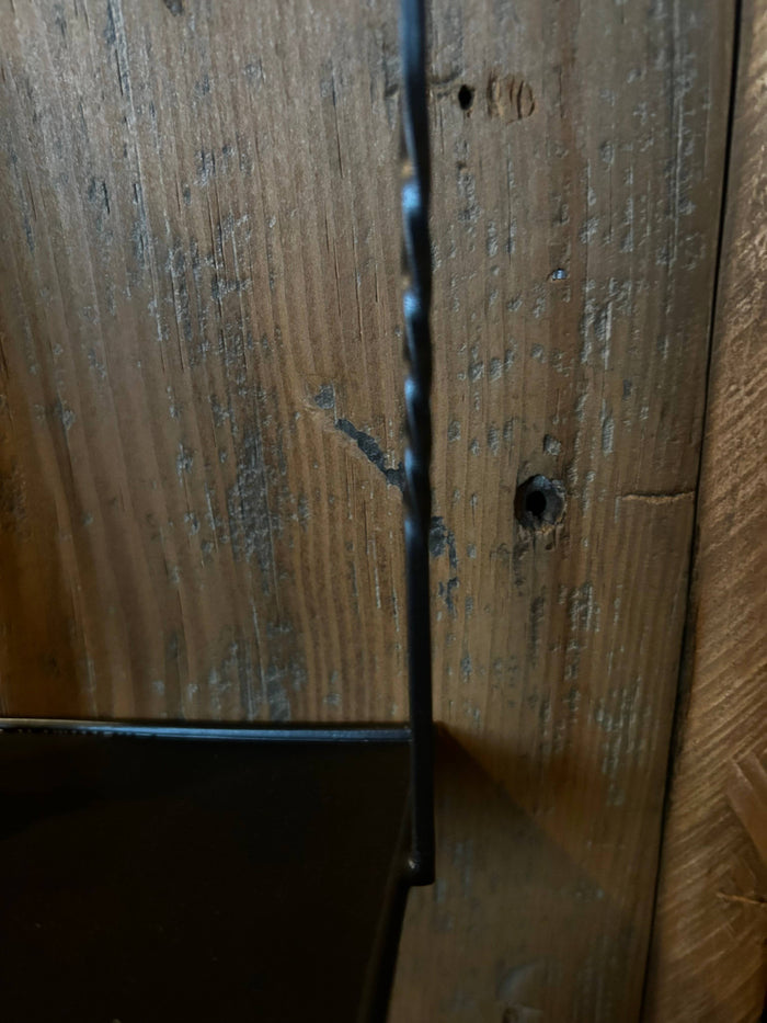 Colonial Primitive Black Wrought Iron Hanging Candle Pan