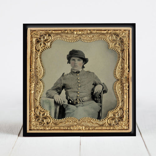 Confederate Cavalry Solder with Two Revolvers in Belt - Civil War Era