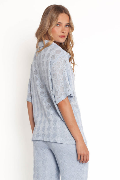 Petal and Pup USA TOPS Cora Knit Shirt - Blue