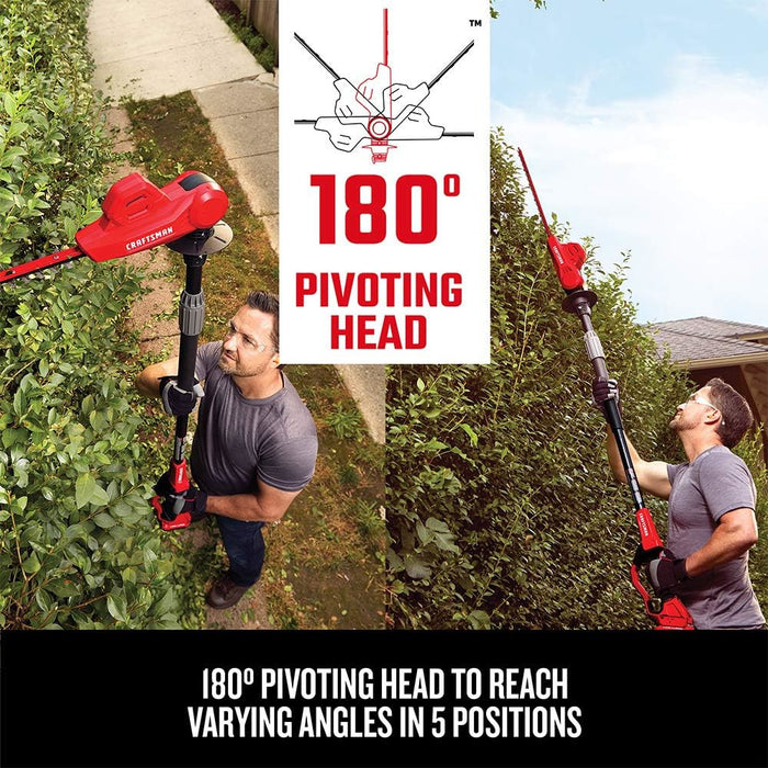 CRAFTSMAN CMCPHT818D1 20V MAX* Pole Cordless Hedge Trimmer, 18-Inch - Refurbished with Full Manufacturer Warranty