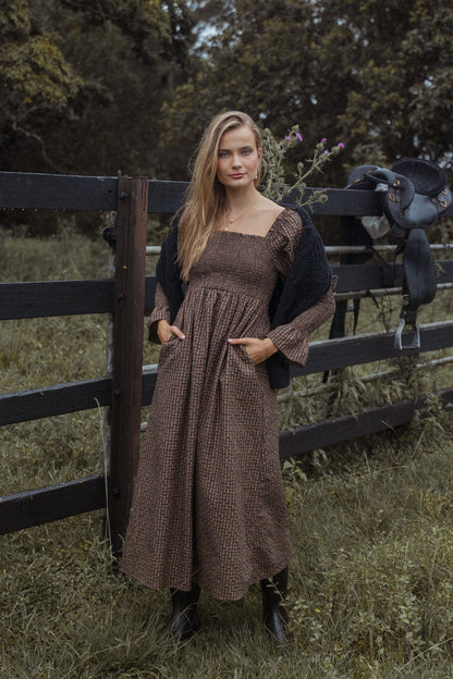 Petal and Pup USA DRESSES Cyrena Maxi Dress - Brown Check