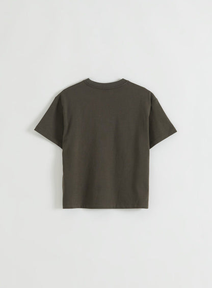 Dark Ivy short-sleeve boxy T-shirt laid flat on a white background