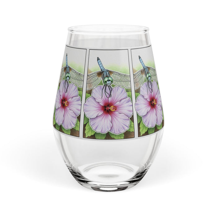 Dragonfly Hibiscus - Stemless Wine Glass, 11.75oz
