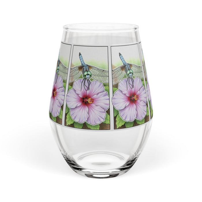 Dragonfly Hibiscus - Stemless Wine Glass, 11.75oz