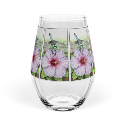 Dragonfly Hibiscus - Stemless Wine Glass, 11.75oz