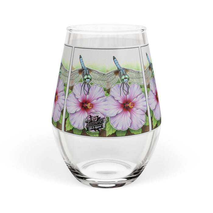 Dragonfly Hibiscus - Stemless Wine Glass, 11.75oz