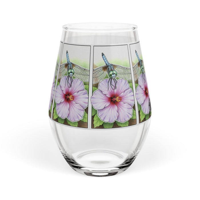 Dragonfly Hibiscus - Stemless Wine Glass, 11.75oz