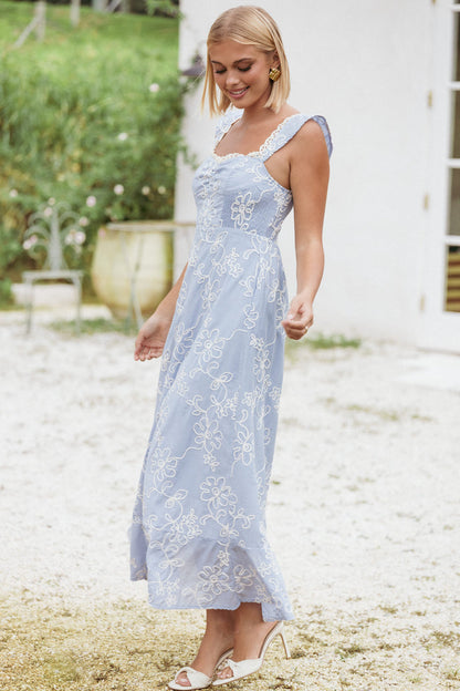 Petal and Pup USA DRESSES Ellise Midi Dress - Blue