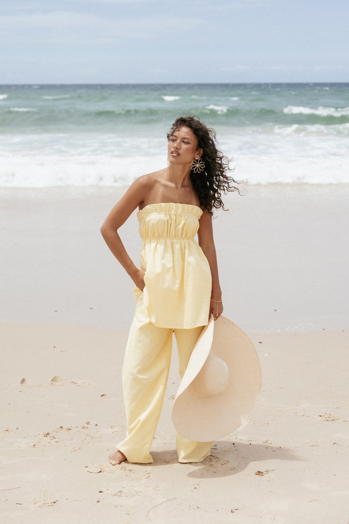Petal and Pup USA TOPS Ember Strapless Tunic Top - Butter Yellow (Hold for Rack)