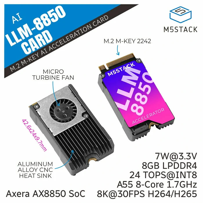 AI-8850 LLM Accleration M.2 Module (AX8850) - m5stack-store