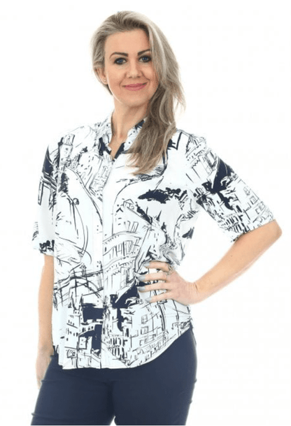 Erfo 651101600 Navy and White Blouse | Dotique'