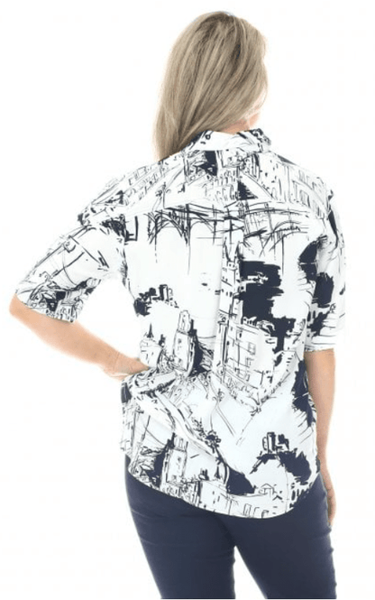 Erfo 651101600 Navy and White Blouse | Dotique