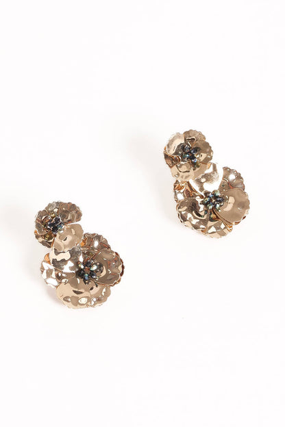 Petal and Pup USA ACCESSORIES Evelina Flower Earrings - Gold One Size