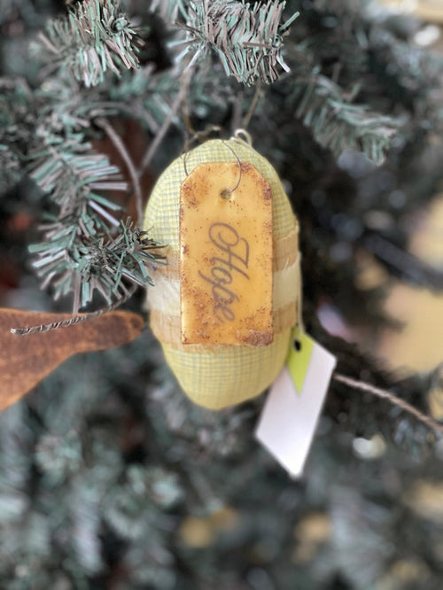 Fabric Egg W/ Hanging Wax Tag