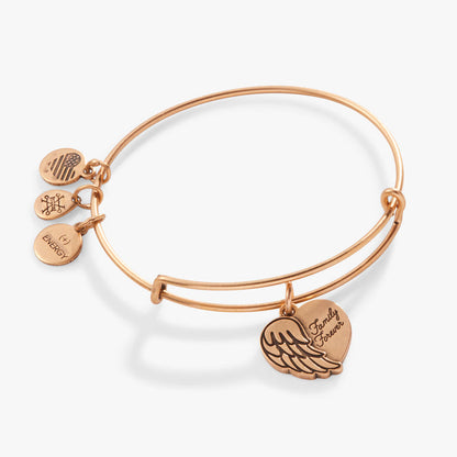 'Family Forever' Angel Wing Heart Charm Bangle