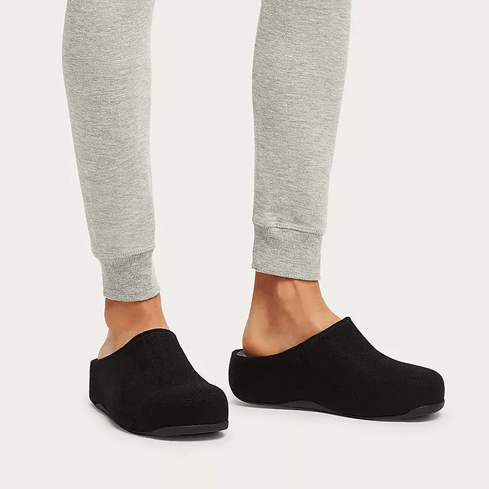 Fitflop Shuv Felt Clogs - Black - Dotique - Fitflop