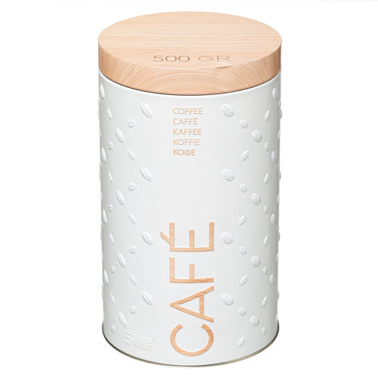 Five Metal Coffee Canister White