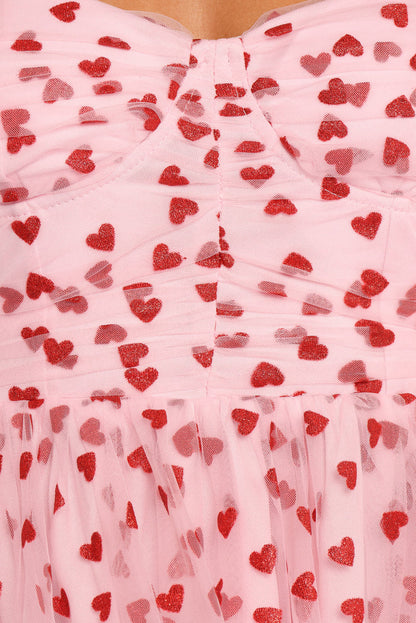 Petal and Pup USA DRESSES Floret Midi Dress - Red Hearts