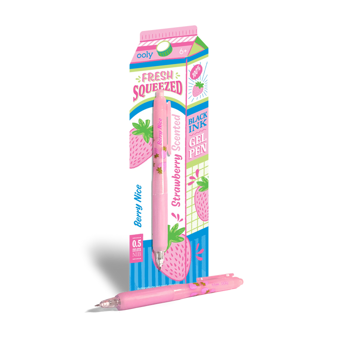 Fresh Squeezed Fruit Scented Gel Pen - Black Ink - Strawberry