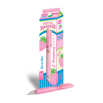 Fresh Squeezed Fruit Scented Gel Pen - Black Ink - Strawberry