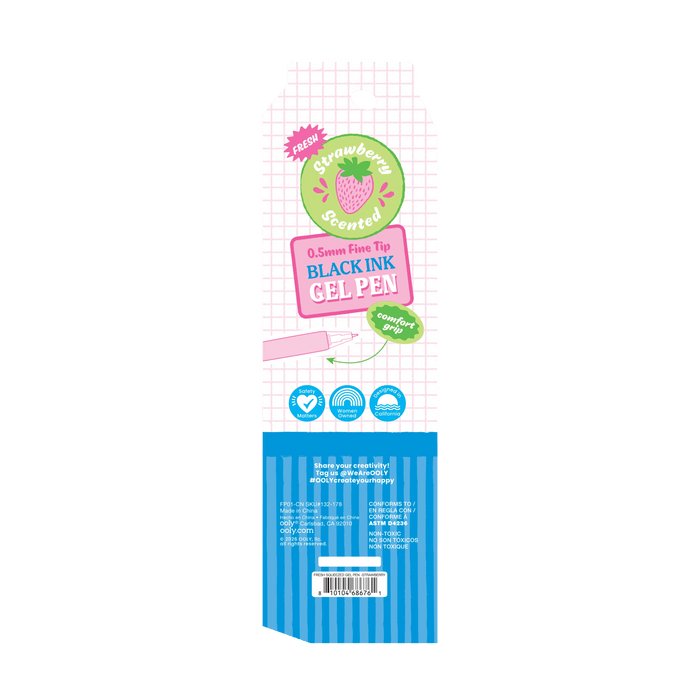 Fresh Squeezed Fruit Scented Gel Pen - Black Ink - Strawberry