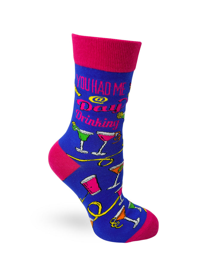 Funny "You Had Me at Day Drinking" Women's Crew Socks