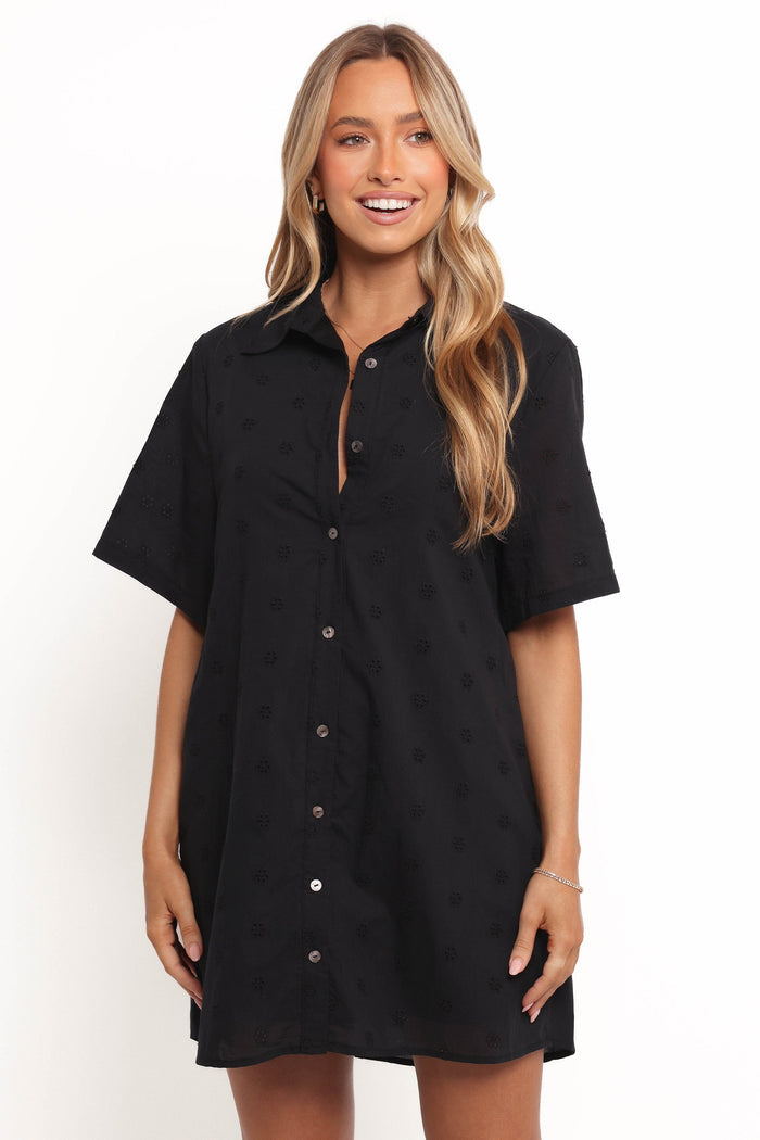 Petal and Pup USA DRESSES Grady Collared Shirt Dress - Black
