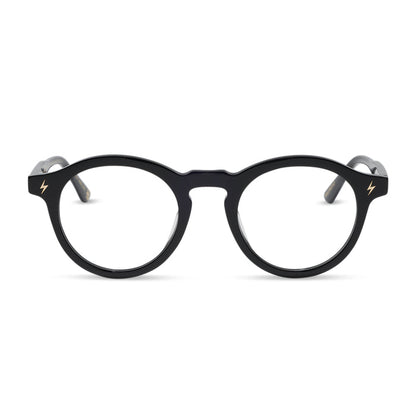 diff eyewear x harry potter birthday round prescription glasses with a black acetate frame front view