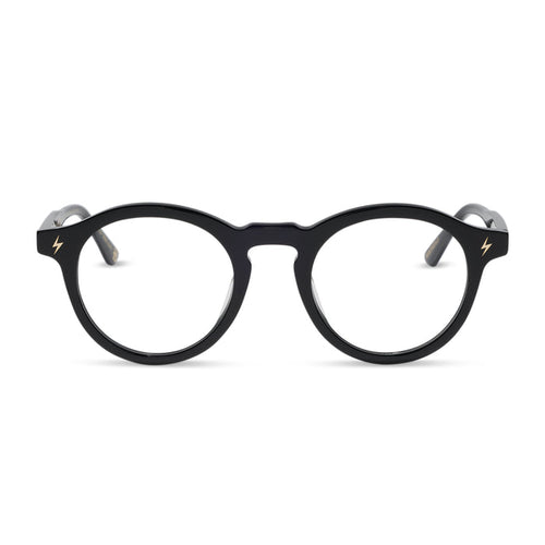 diff eyewear x harry potter birthday round prescription glasses with a black acetate frame front view