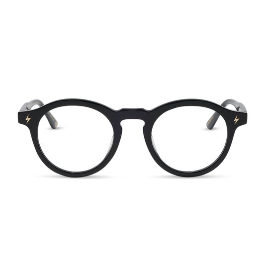 diff eyewear x harry potter birthday round prescription glasses with a black acetate frame front view