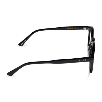 diff eyewear x harry potter birthday round prescription glasses with a black acetate frame side view