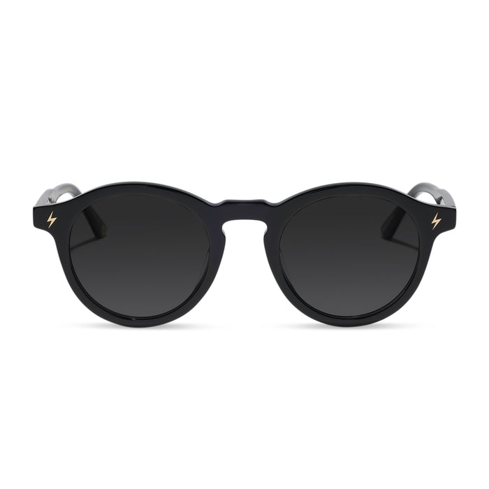 diff eyewear x harry potter birthday round prescription sunglasses with a black acetate frame front view