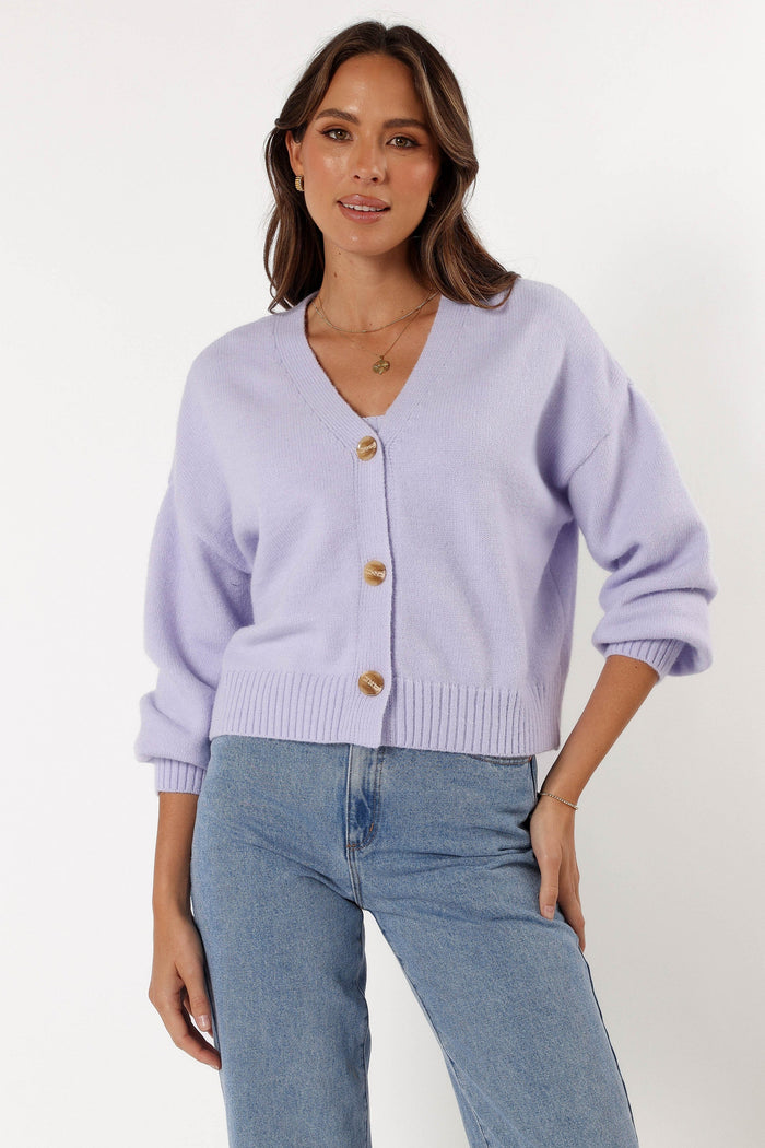 Petal and Pup USA KNITWEAR Isabel Button Front Cardigan - Lilac