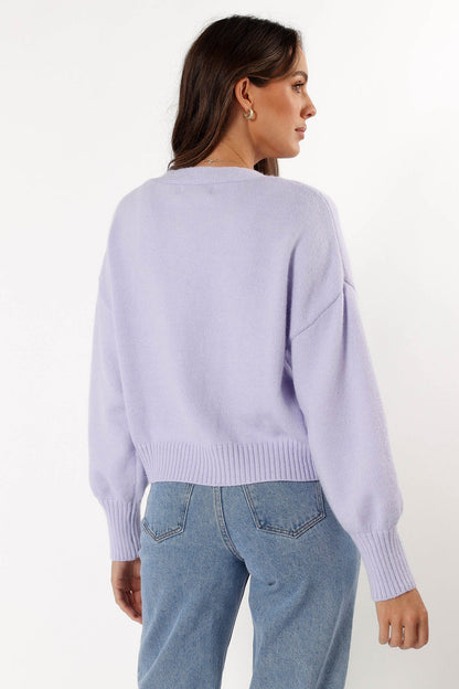 Petal and Pup USA KNITWEAR Isabel Button Front Cardigan - Lilac