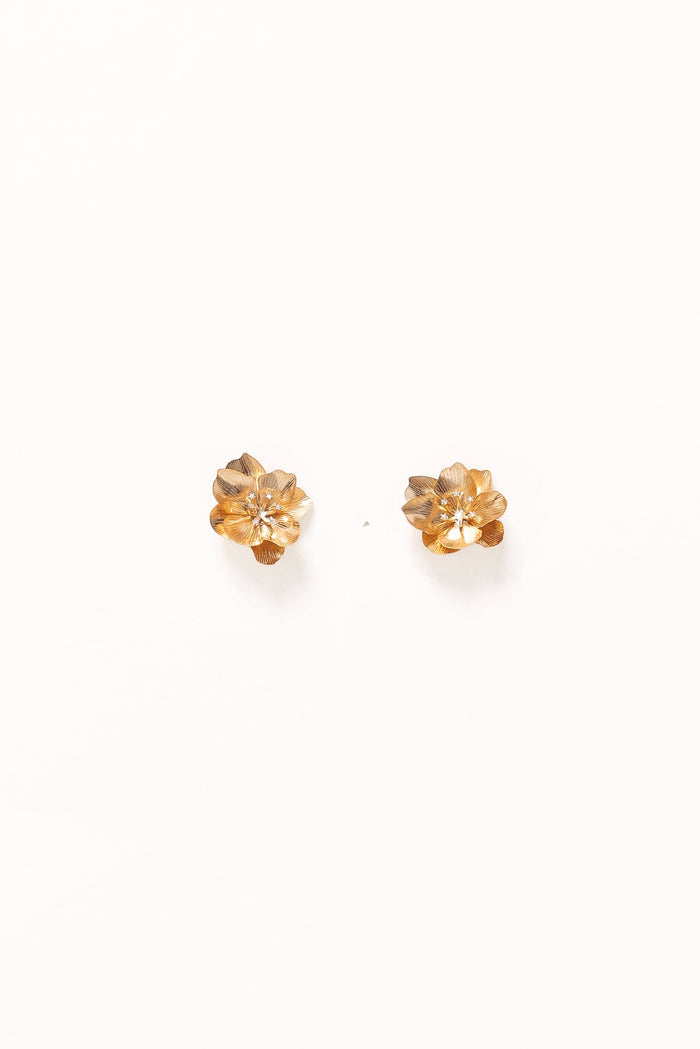 Petal and Pup USA ACCESSORIES Isobel Flower Earrings - Gold One Size