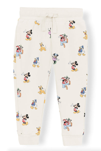 Jogger Pant with Mickey Mouse and Friends print on an oat background