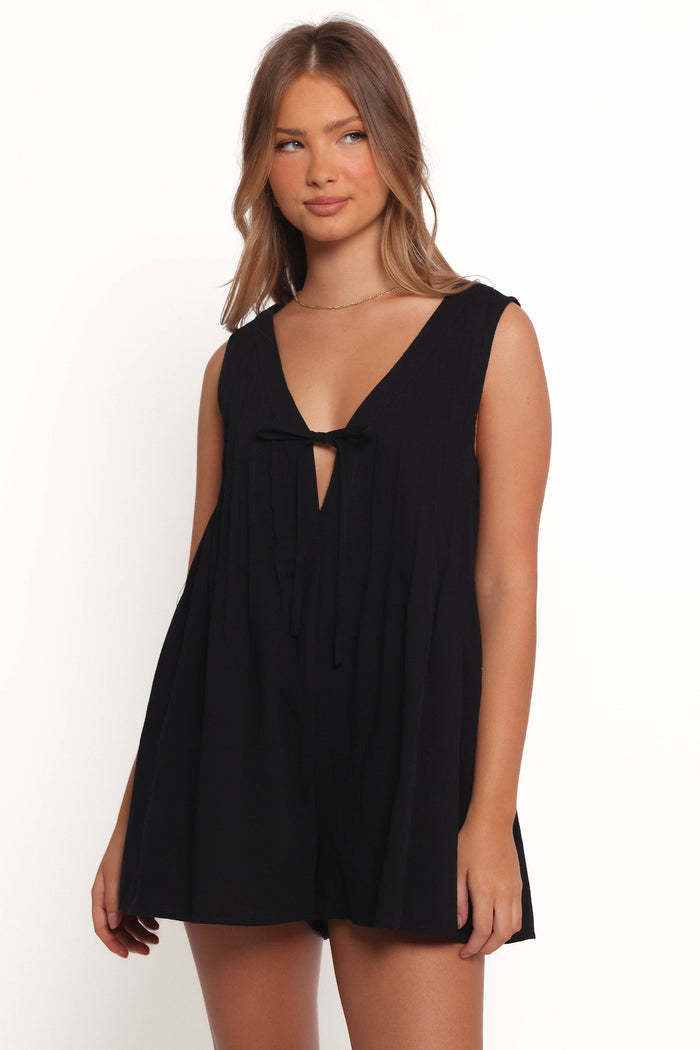 Petal and Pup USA PLAYSUITS Kallie Tie Front Romper - Black
