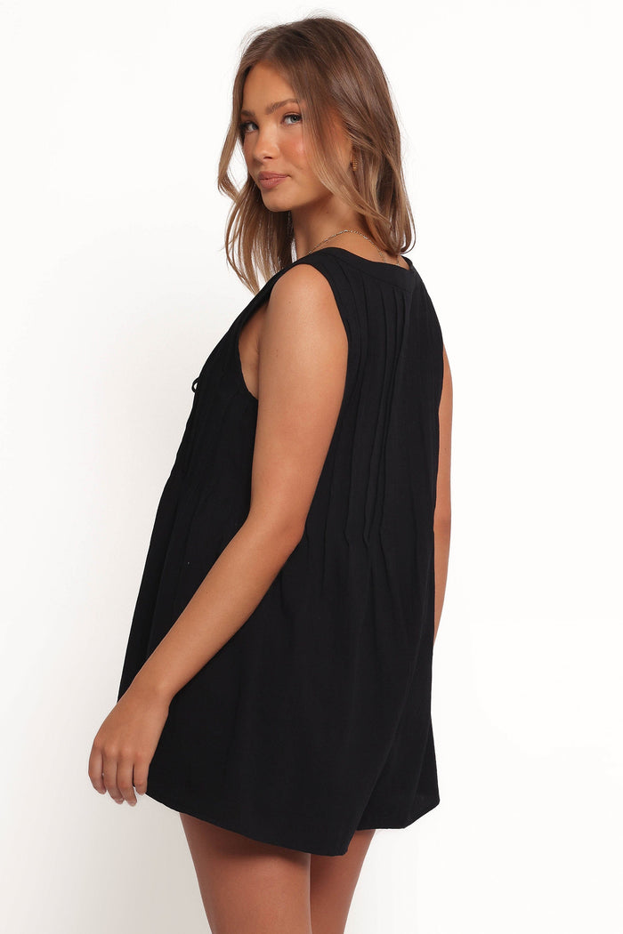 Petal and Pup USA PLAYSUITS Kallie Tie Front Romper - Black